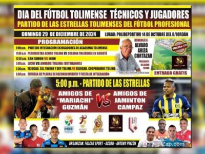 Día del fútbol tolimense sería memorable, este domingo 29